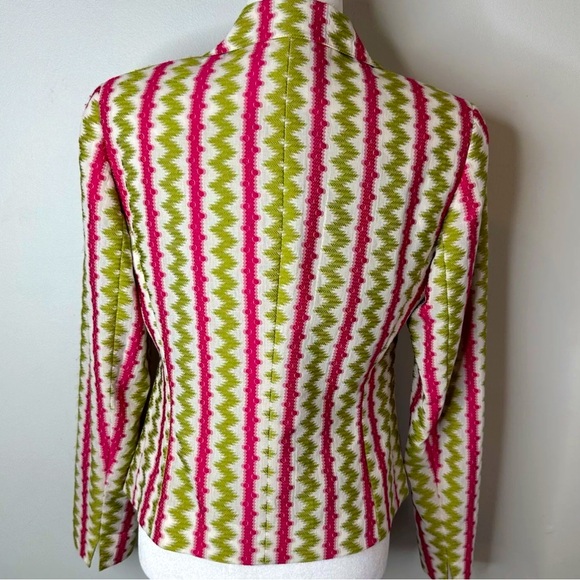 EUC [Lafayette 148] New York Green/Pink Buttoned Blazer Jacket Women’s Size 8 - Picture 3 of 14